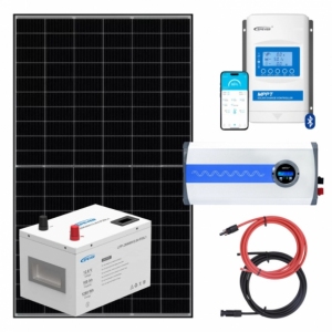 Elektrownia słoneczna 415W z akumulator 100Ah, przetwornica 1000W regulator